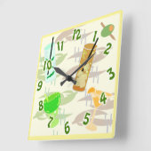Horloge Carrée Motif de boisson amusant pour l'heure du cocktail (Angle)