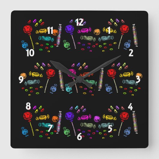Horloge Carrée Motif de bonbons d'Halloween (Recto)