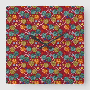 Horloge Carrée Motif de bonbons motif Lollies lollipop 32