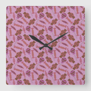 Horloge Carrée Motif de bonbons   motif Lollies   lollipop 34