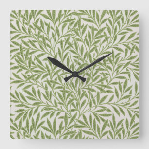 Horloge Carrée Motif de branches feuillues vertes
