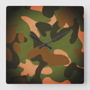 Horloge Carrée Motif de camouflage militaire classique