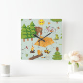 Horloge Carrée Motif de camping (Maison)