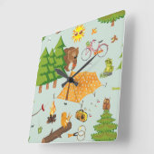 Horloge Carrée Motif de camping (Angle)