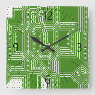 Horloge Carrée Motif de carte informatique