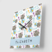 Horloge Carrée Motif De Chats, Chats Mignons, Chatons, Votre Nom (Angle)