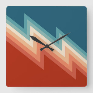 Horloge Carrée Motif de chevron de style rétro
