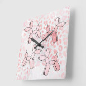 Horloge Carrée Motif de chien de ballon (Angle)
