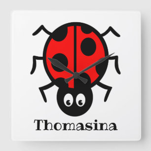 Horloge Carrée Motif de coccinelle personnalisé
