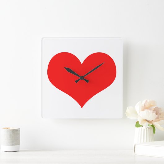 Horloge Carrée Motif de coeur Rouge blanc mignon cadeau Saint Val (Maison)