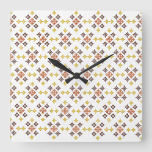 Horloge Carrée Motif de croix mosaïque