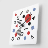 Horloge Carrée Motif de design Retro Memphis (Angle)