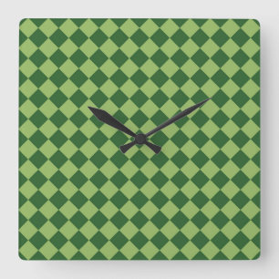 Horloge Carrée Motif de diamants Green Checker