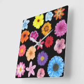 Horloge Carrée Motif de fleurs (Angle)