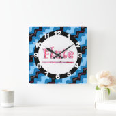 Horloge Carrée Motif de flute rose (Maison)