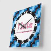 Horloge Carrée Motif de flute rose (Angle)