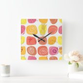 Horloge Carrée Motif de fruit (Maison)