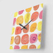 Horloge Carrée Motif de fruit (Angle)
