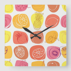 Horloge Carrée Motif de fruit