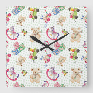 Horloge Carrée Motif de jouets pour enfants
