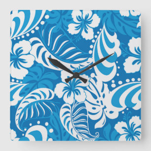 Horloge Carrée Motif de l'Hibiscus tropical