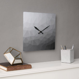 Horloge Carrée Motif de maille géométrique à dégradé gris