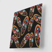 Horloge Carrée motif de masques modernes abstraits (Angle)