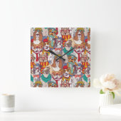 Horloge Carrée Motif de mode de marionnette mignonne (Maison)