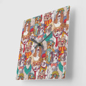 Horloge Carrée Motif de mode de marionnette mignonne (Angle)