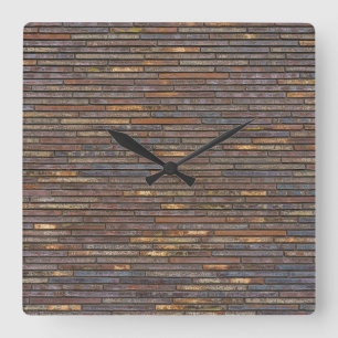 Horloge Carrée Motif de mur en briques minces industrielles moder