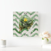 Horloge Carrée Motif de nénuphars (Maison)