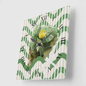 Horloge Carrée Motif de nénuphars (Angle)