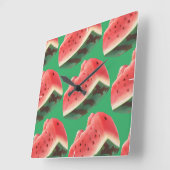 Horloge Carrée Motif de pastèque (Angle)
