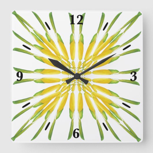 Horloge Carrée Motif de peinture à l'aquarelle de citron (Recto)