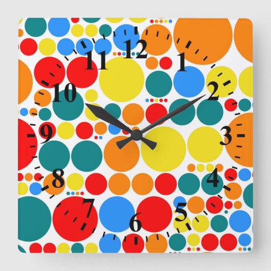 Horloge Carrée Motif de point Polka Pop Retro #15 (Recto)
