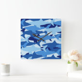Horloge Carrée Motif de requin bleu (Maison)