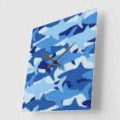 Horloge Carrée Motif de requin bleu (Angle)