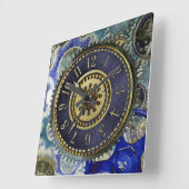 Horloge Carrée Motif de réverbère Steampunk (Angle)