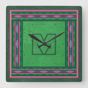 Horloge Carrée Motif de sape mexicain avec (ou sans) Monogramme