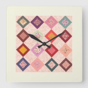Horloge Carrée Motif de tissus colorés