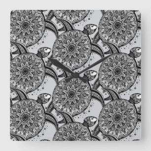 Horloge Carrée Motif de tortue de style