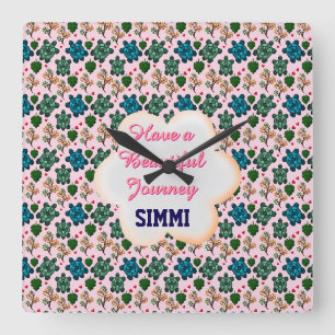 Horloge Carrée Motif de tortue personnalisé