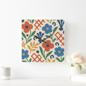 Horloge Carrée Motif de Trellis Floral (Maison)