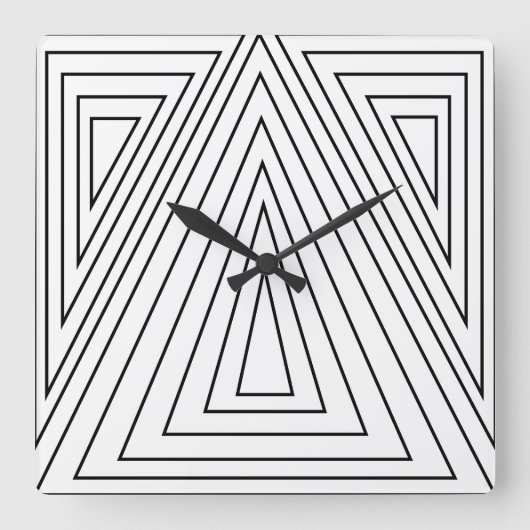 Horloge Carrée Motif de triangle concentré noir et blanc (Recto)