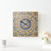 Horloge Carrée Motif de tuiles géométriques, Maroc (Maison)