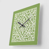 Horloge Carrée Motif de vert d'Amadora (Angle)