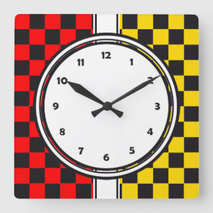 Horloge Carrée Motif de voiture de course + couleur de votre arri