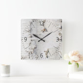 Horloge Carrée Motif d'écorce de bouleau (Maison)