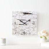 Horloge Carrée Motif d'écorce de bouleau (Maison)