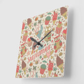 Horloge Carrée Motif D'Été Avec Glace (Angle)